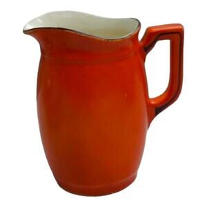 Celebrate Black Rimmed Orange Pitcher‎ Czechoslovakia 3/4 Litre